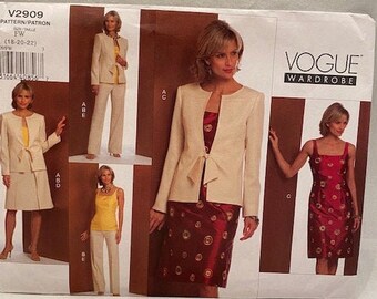 UNCUT  Vogue V2909    Size: 18,20,22    Misses/Misses Petite Jacket, Top, Dress, Skirt and Pants - Vogue Wardrobe