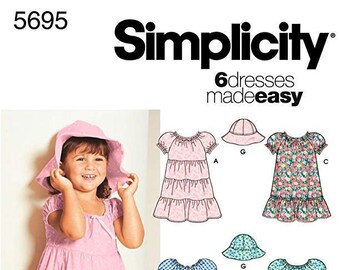 UNCUT  Simplicity 5695  Size 2,3,4  Toddler Dresses - 6 Made Easy
