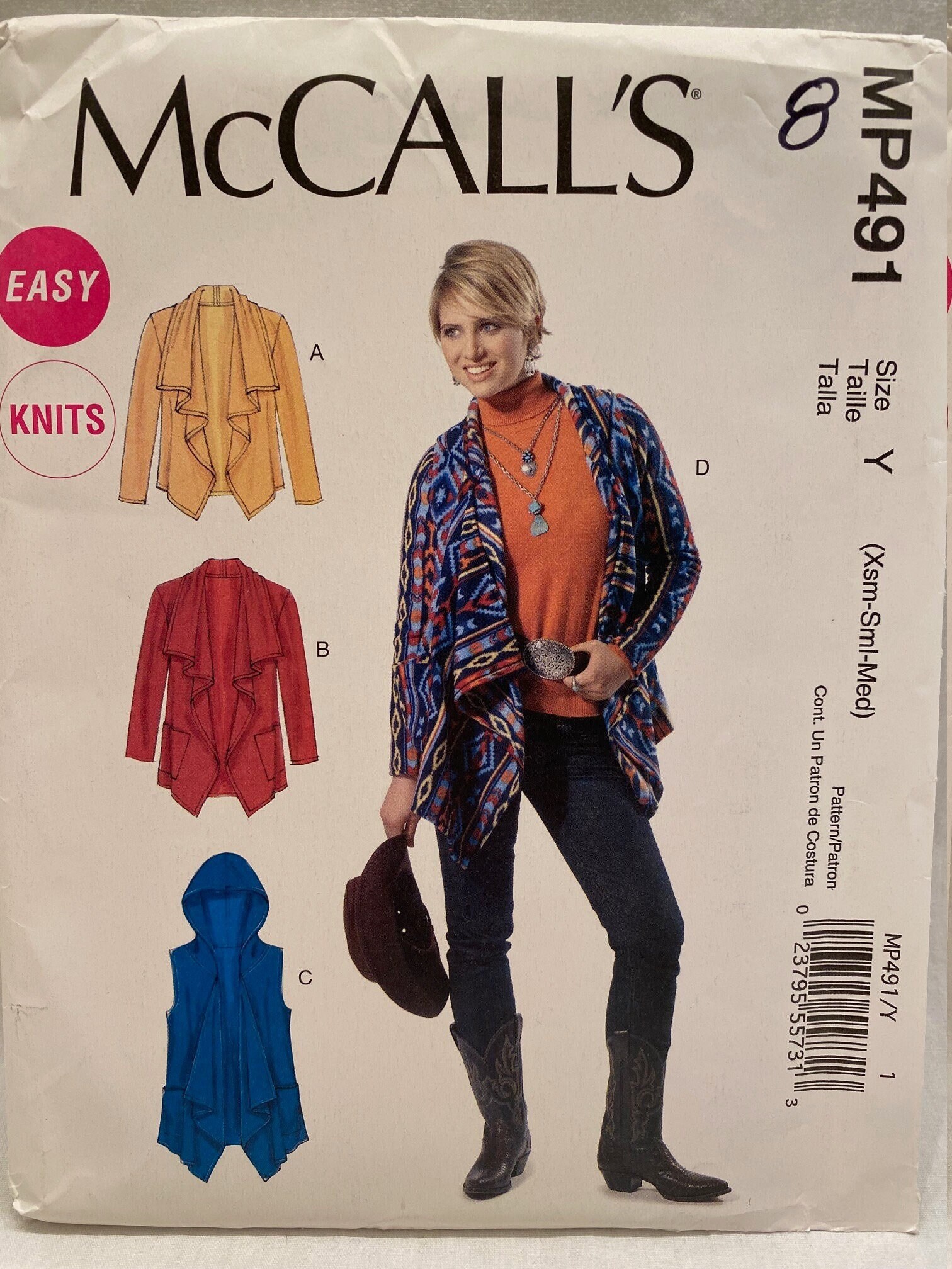 UNCUT Mccall's MP491 Size Xsm-sml-med Misses Unlined Jackets and