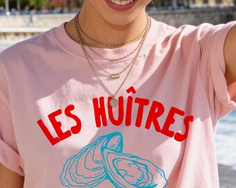 Les Huiters-shirt, Oyster Club-T-shirt, T-shirt Côte d'Azur, Dopamine Seafood, Coastal Shirt, Franse Rivièra, Strandshirt, Tomato Girl Summer