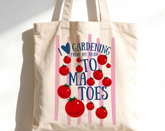 I Love Gardening Bag, Funny Tomato Pun Tote, From My Head To Ma Toes, Cute Gardener Gift, Plant Lover, Cottagecore TShirt, Summer Bag