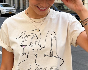 Just a Tini Bit Older Tee, Funny Birthday Shirt, Cowgirl Martini Tee, Western Line Art Shirt, Drinking Day, Lilo on Paper, Cowboy Boots T