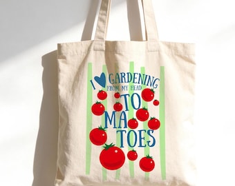 I Love Gardening Bag, Funny Tomato Pun Tote, From My Head To Ma Toes, Cute Gardener Gift, Plant Lover, Cottagecore TShirt, Summer Bag