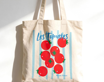 Les Tomates Tote Bag, Marche Fermier Market Tote, French Farmers Market Bag, Vintage Tomato Grocery Tote, Reusable Bag