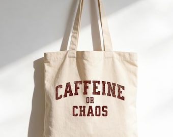 Bolsa de tela "Caffeine or Chaos", bolsa de café, estado de ánimo matutino, bolsa de tela para cafetera italiana, bolsa para club de café, bolsa punk