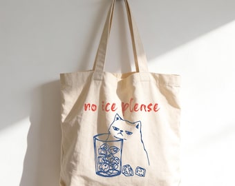 No ICE Please Cat Bag, Abolish ICE T-Tote, Anti ICE Political Graphic, Pro Immigration Shopping Bag