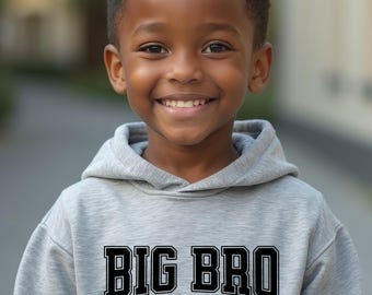 Big Bro Kinder Hoodie, Varsity Schriftart Sweatshirt, Retro Big Brother Hoodie, passende Geschwister, Geschenk für Big Brother zu sein, Schwangerschaftansage