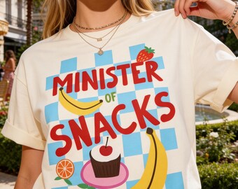 Shirt minister van Snacks, grappig T-shirt voor voedselliefhebber, T-shirt in dopamine-stijl, T-shirt Grill Master, foodtruck, BBQ-shirt, verjaardags-T-shirt, shirt foodie