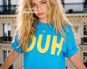 DUH T-Shirt, Dopamine Pink Lettering, Funny Statement Tee, Sassy Graphic Shirt, Sarcastic Minimalist T-Shirt, Obvi Tee