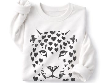 Leopard Face Shirt, Heart Spots, Cat Valentine Sweatshirt, Big Cat, Valentine Shirt, Leopard Heart, Cat Lover Gift, Feline, Cat Mom, Cat dad