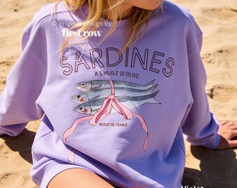 Sardines Sweatshirt, French Sardine Graphic Shirt, Comfort Colors Sweatshirt, Coastal Foodie Shirt, French Girl Aesthetic, Fish Lover Gift