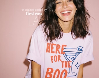 Here for the BOOze Halloween T-Shirt, Skull Cocktail Tee, Funny Halloween Drinking Shirt, Spooky Season Party Tee, Boos Shirt