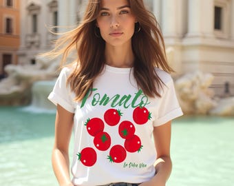 Tomato Shirt, Girl Summer, Garden, Farmers Market Tshirt, Gift for Foodie, Gardener T Shirt, Cottagecore, Retro