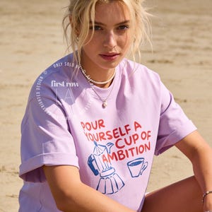 Woman wearing Dolly Parton "Pour Yourself a Cup of Ambition" Shirt, Retro Coffee Graphic, 9 to 5 Country Music Tee, Moka Pot, Coffee Club, Caffeine Lover