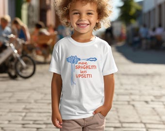 Toddler Unisex Pasta Shirt, More Spaghetti Less Upsetti, Food Humor, Italy Sweatshirt, Silly T-Shirt, Retro Graphic Tee, Spaghetti  Shirt