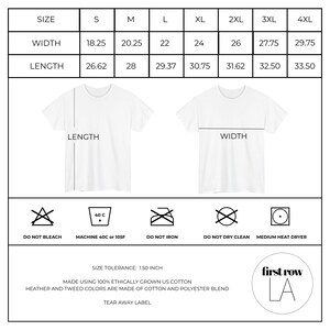 Size guide for YAY T-Shirt, Happy Pink Graphic Tee, Cute Positive Shirt, Feel Good Tee, Fun Handwritten Statement Shirt, Dopamine shirt.

Original design and copyright by first row LA 2026.