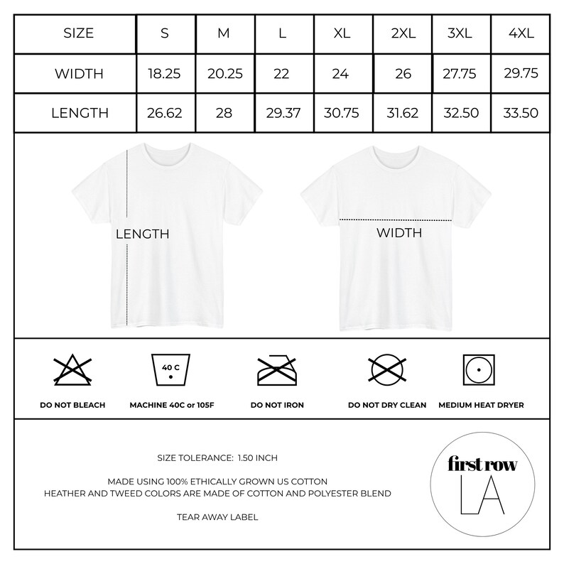 Size guide for YAY T-Shirt, Happy Pink Graphic Tee, Cute Positive Shirt, Feel Good Tee, Fun Handwritten Statement Shirt, Dopamine shirt.

Original design and copyright by first row LA 2026.