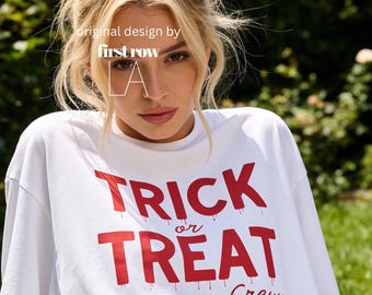 Trick or Treat Tshirt, Trick or Treat Crew Top, Family Halloween Tee, Spooky Season TShirt, Trendy Halloween Tee, Bloody T