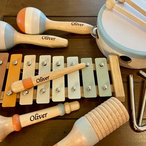 Personalized Wooden Musical Instruments for kids Montessori Wooden Sensory Toy Birthday gift Educational Toy Montessori Music Toy Gift Set