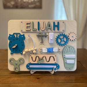 Personalized Busy Board Toddler, Activity Board 1st Birthday Gift,Montessori Busy Board Sensory Toy for Kids Baby Shower Gift,Christmas gift