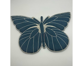Salvamanteles vintage con forma de mariposa de Neiman Marcus, color azul.