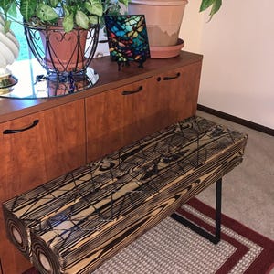 Burned entry way bench/modern artistic bench /custom made bench