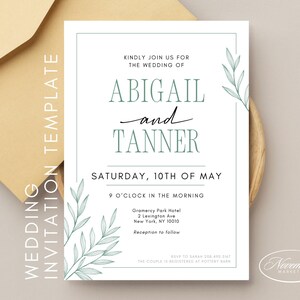 Faire-part de mariage imprimable minimaliste chic | Carte de mariage élégante | Téléchargement numérique | Modèle de toile modifiable | 5 x 7 pouces | BL1