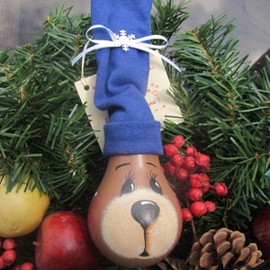 Bear Christmas Ornament / Hand Painted Bear Christmas Ornament/ Recycled Light Bulb / Hand Painted Bear Light Bulb/ Bear Ornament