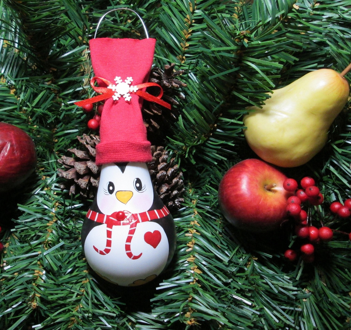 Penguin Christmas Ornament/ Penguin Hand Painted Christmas Ornament
