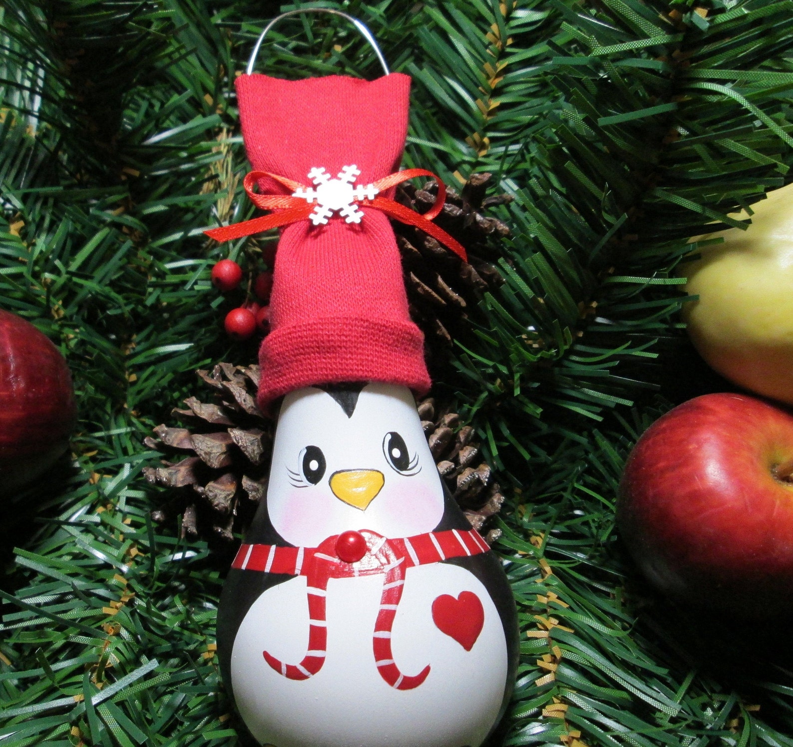 Penguin Christmas Ornament/ Penguin Hand Painted Christmas Ornament