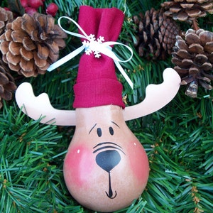 Reindeer Christmas Ornament / Hand Painted Christmas Reindeer / Hand Painted Light Bulb/ Handmade Reindeer Ornament
