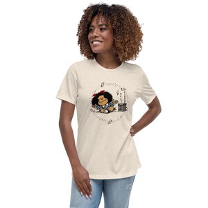 Funny Women's Relaxed T-Shirt, Comic Ulzzang Carton kawaii Casual Korean Style Blouse Top cotton T-shirt clothing streetwear, music