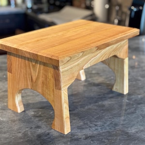 Handcrafted Solid Cherry Wood Step Stool