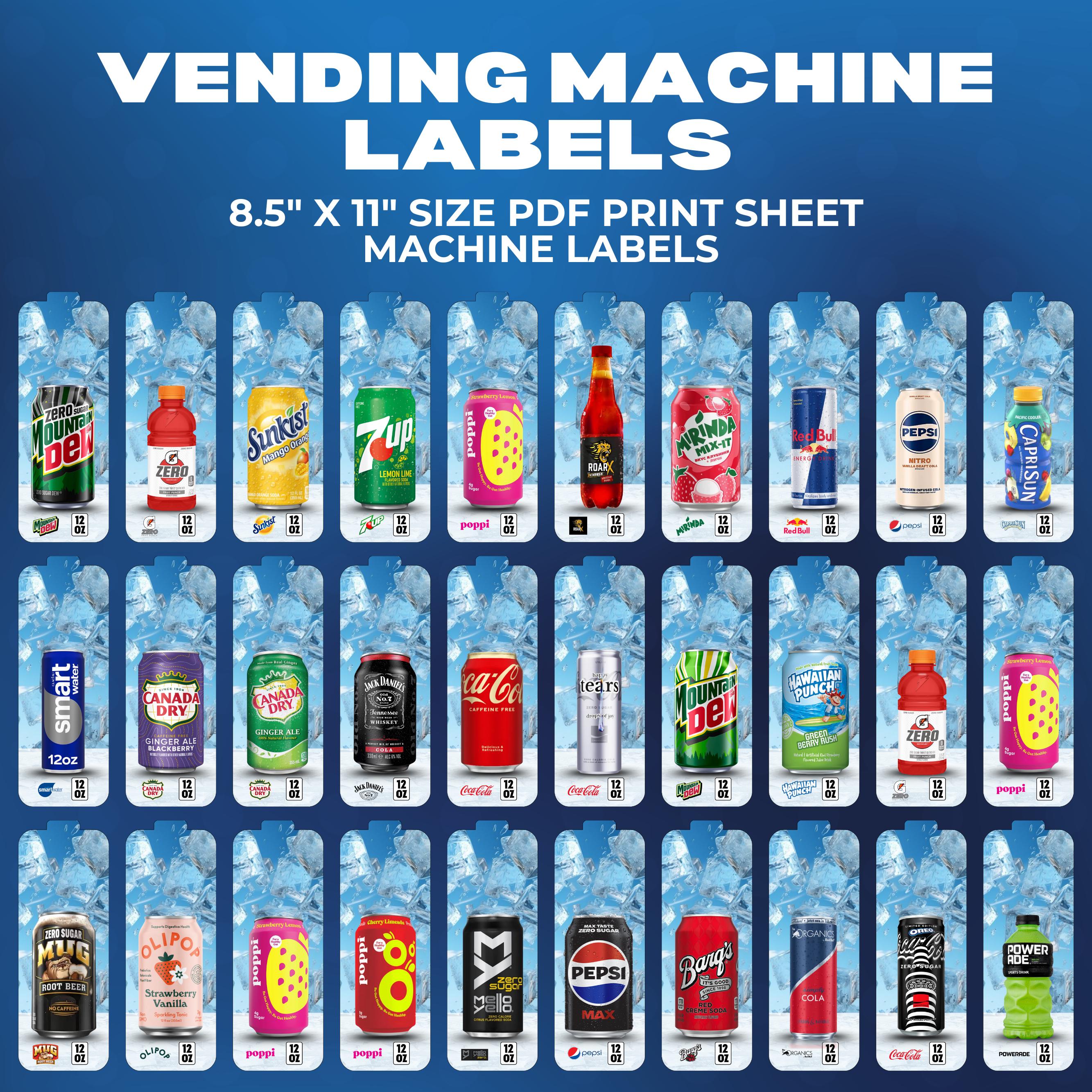 Dixie Narco 12oz Can Vend Label Kit - For 276E, 501E & HVV Soda Vending Machines