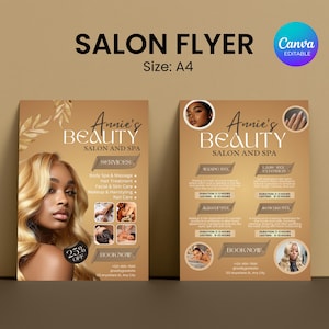 Diy Beauty Salon Flyer Canva Template, Hair Nail Makeup Salon Flyer, Esthetician Beautician Flyer design, Editable, Digital Download