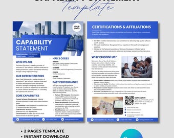 Capability Statement Template Canva, Corporate Flyer, Editable Business Capability Statement, Company Overview Flyer Template