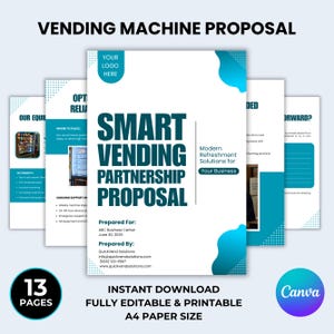 Editable Vending Machine Placement Proposal Template, Vending Machine Business Plan, Vending Machine Business Proposal, Canva Template