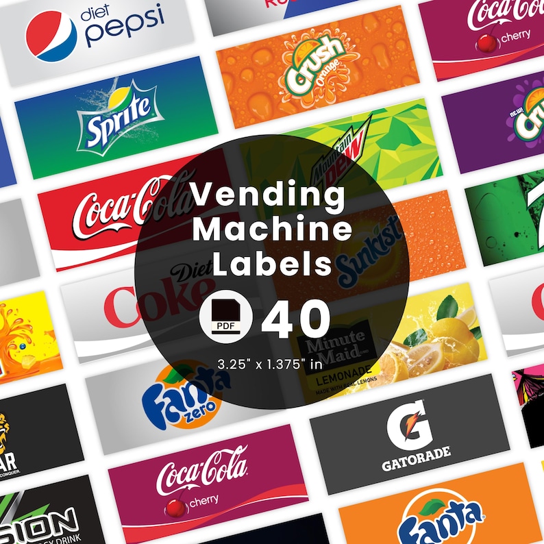 40 Vending Machine Label, High Quality Labels, Soda Pop Labels, Soft ...