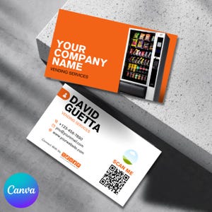 Editable Vending Machine Business Card, Vending Services Card Template, Vending Machine Business Card Canva, Vending Business Cards Template