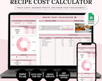 Recipe Cost Calculator Google Sheets, Recipe Calculator Template, Small Bakery Business Pricing, Cake Costing, Ingredients Tracker