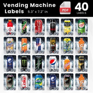 40 HVV Vending Machine Label, High Quality Labels, Soda Pop Label, Soft Drinks Vending Machine Labels, Drink Machine Label, Digital Download