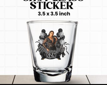 Szablon naklejki na kieliszek do shotów, szablon na imprezę z kieliszkiem do shotów, personalizowany wzór styropianowego kubka, naklejka na kieliszek z czarną kokardką, kubki na imprezę