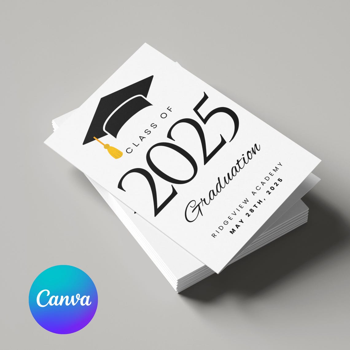 2025 Graduation Program Template, Editable 2025 Ceremony Card, Class of ...