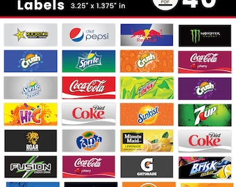 40 Vending Machine Label, High Quality Labels, Soda Pop Labels, Soft Drinks Vending Machine Labels, Drink Machine Label, Digital Download