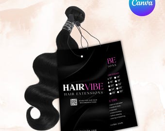 Hair Hang Tag Template, Editable Hair Tag, DIY Hair Hang Tag Design, Hair Business Tags, Hair Packaging, Canva Template, Instant Download