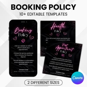 Booking Policies Template, Editable Nail Lash Tech Cancellation Policy, Lash Tech Payment Policy Cancellation Canva Template