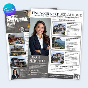 Real Estate Multiple Listing Flyer, Realtor Marketing Flyer, Just Listed Flyer, Open House Flyer, Homes For Sale Flyer, Canva Template