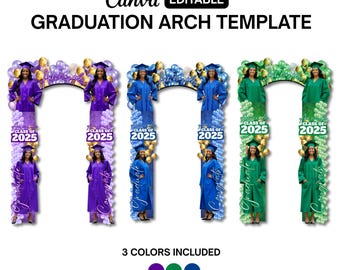 Graduation Entrance Arch Design, Editable Graduation Arch Template, Balloon Arch Template, Graduation Party Decor, Canva Template