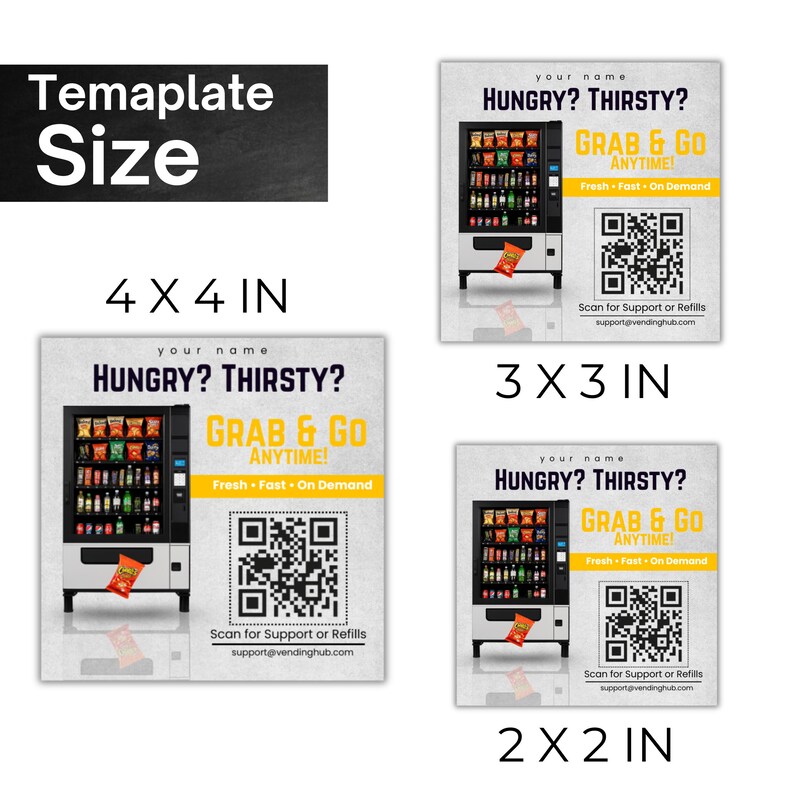 Vendo Machine Sticker Editable Vending Machine Business Sticker Template, Customize Name ...