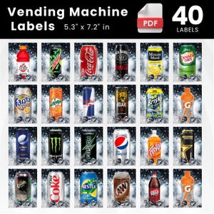 40 RVV Verkaufsautomaten Etikett, hochwertige Etiketten, Soda Pop Etikett, Etiketten für Automaten für alkoholfreie Getränke, Etikett für Getränkeautomaten, digitaler Download